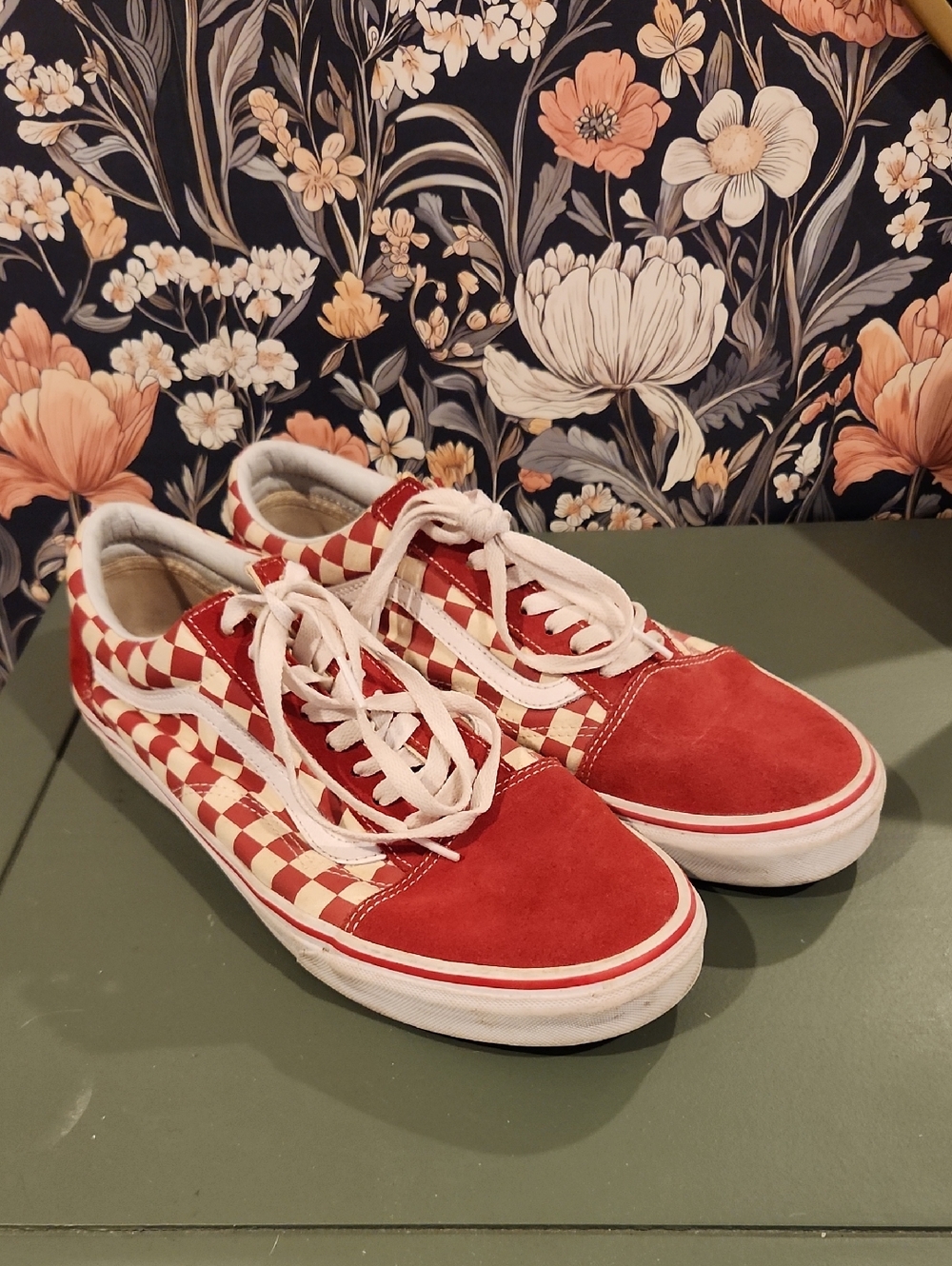 Vans Red Checkerboard Mens Skate Sneakers